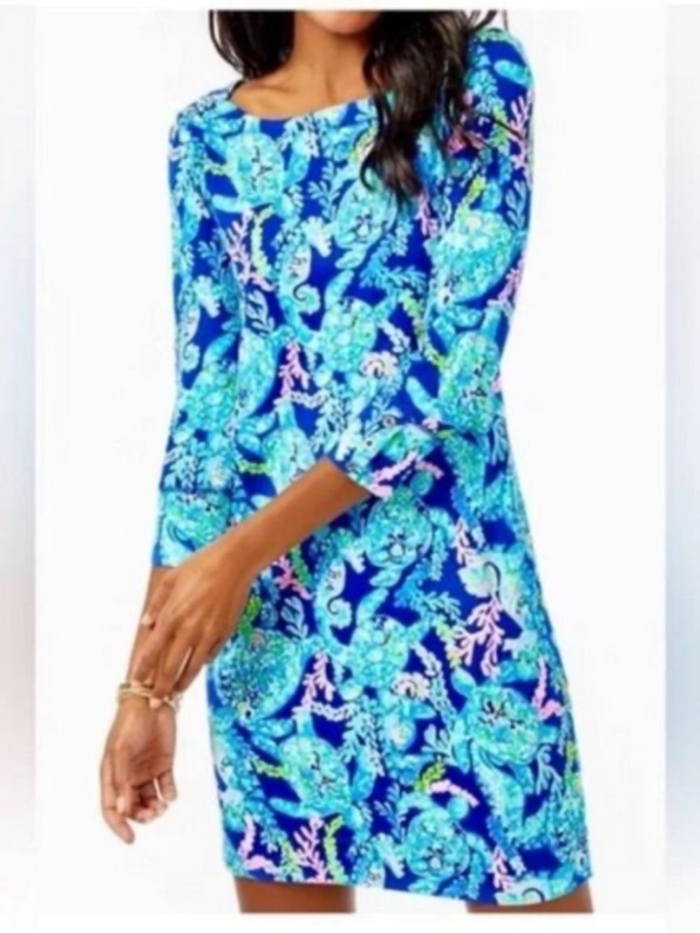 Lilly Pulitzer Corsica Blue Sophie Dress Turtle Villa Seahorses Small NWT